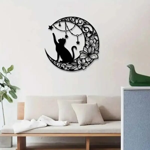 Moon Cat Silhouette Wall Art - Image 2