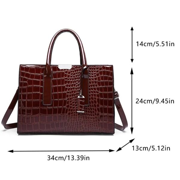 Crocodile Print Tote Handbag - Image 3