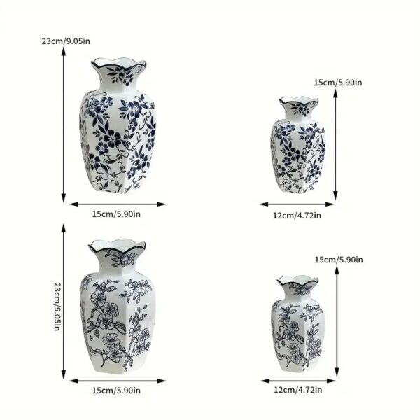 Blue White Ice Crack Ceramic Vase - Image 3