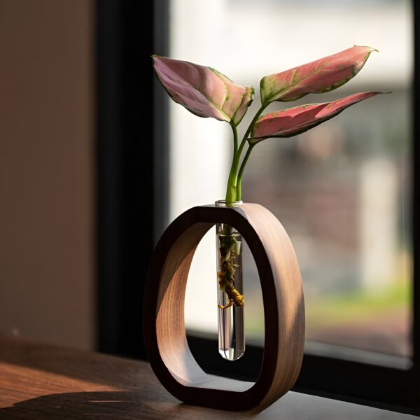 Walnut Wood Hydroponic Flower Vase - Image 3