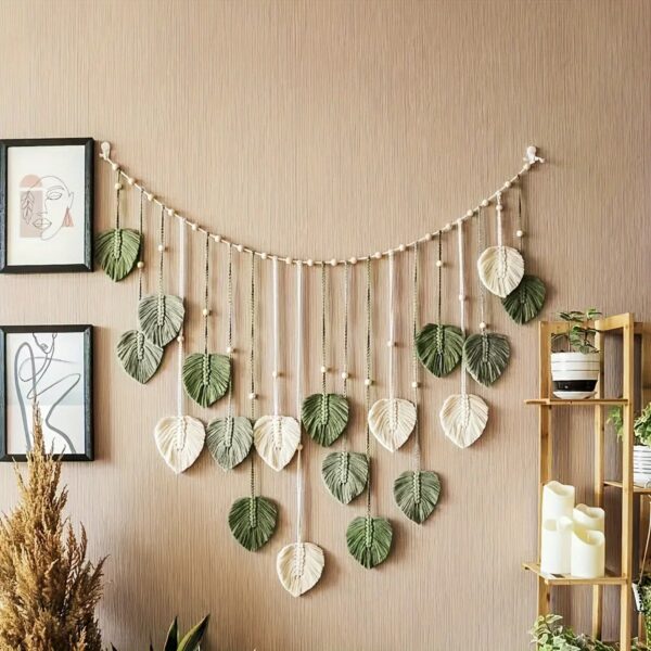 Boho Macrame Leaf Wall Hanging - Image 3