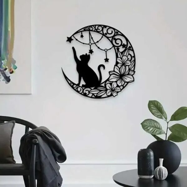 Moon Cat Silhouette Wall Art - Image 3