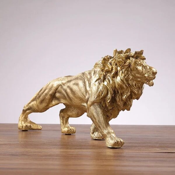 Golden Lion Resin Desk Statue - Image 4