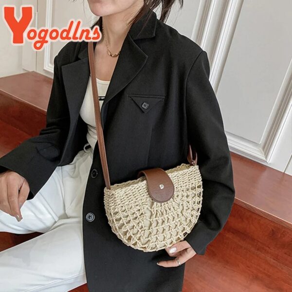 Boho Summer Straw Crossbody Bag - Image 6