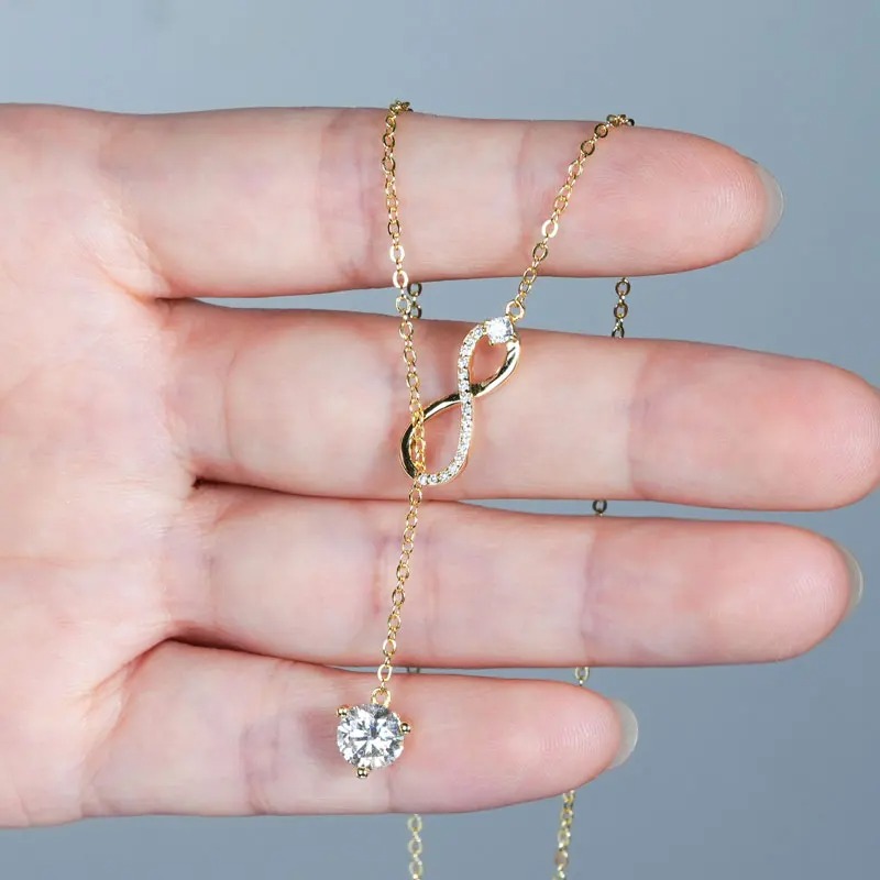 Moissanite Dangle Pendant Necklace Infinity Y - Image 10