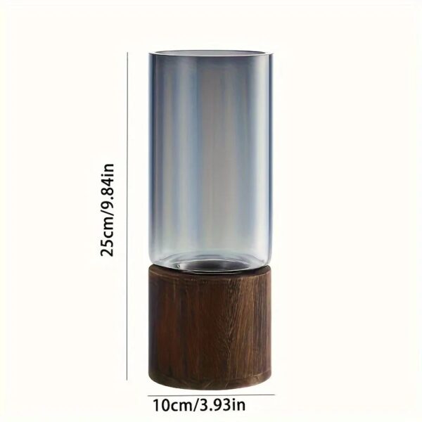 Boho Glass Vase with Wooden Base - Image 4