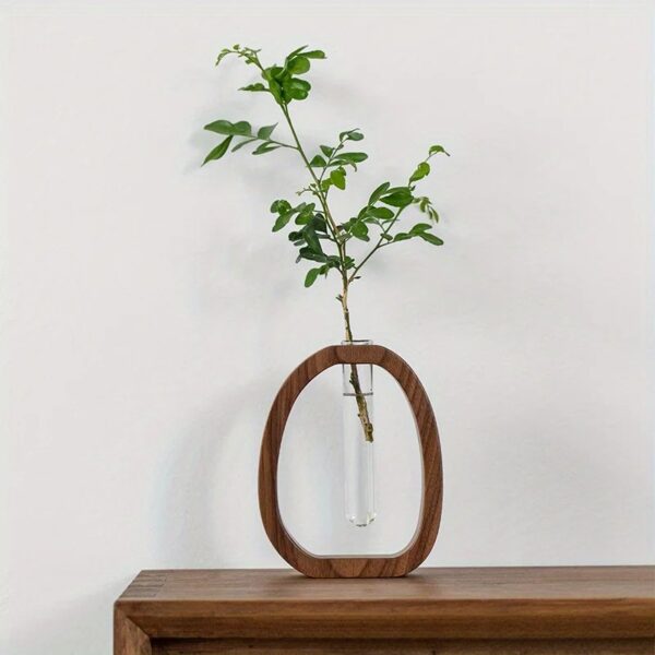 Walnut Wood Hydroponic Flower Vase - Image 4