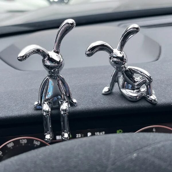 Silver Bunny Console Desk Decor - Image 4
