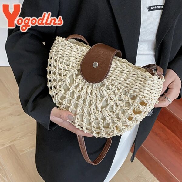 Boho Summer Straw Crossbody Bag - Image 7