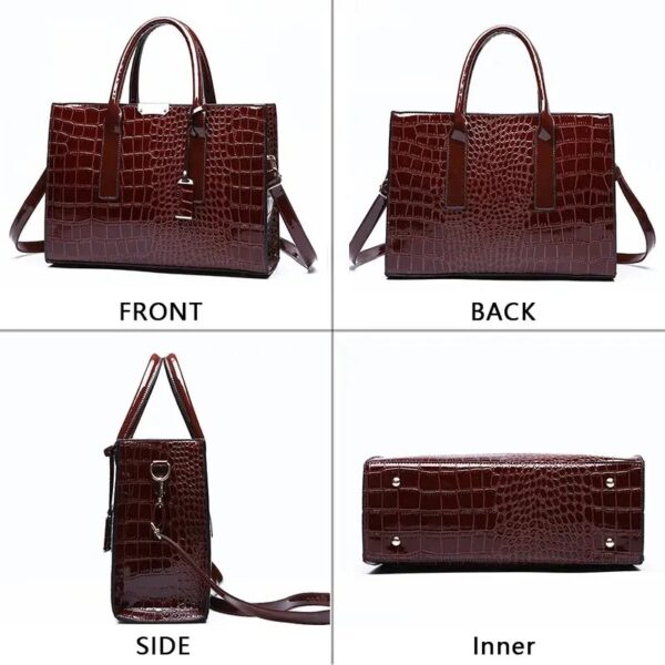 Crocodile Print Tote Handbag - Image 5