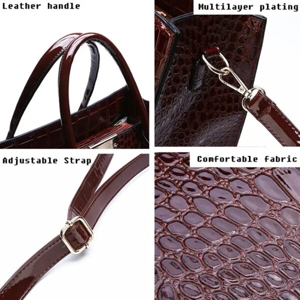 Crocodile Print Tote Handbag - Image 6