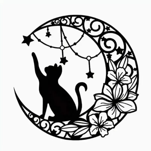 Moon Cat Silhouette Wall Art - Image 5