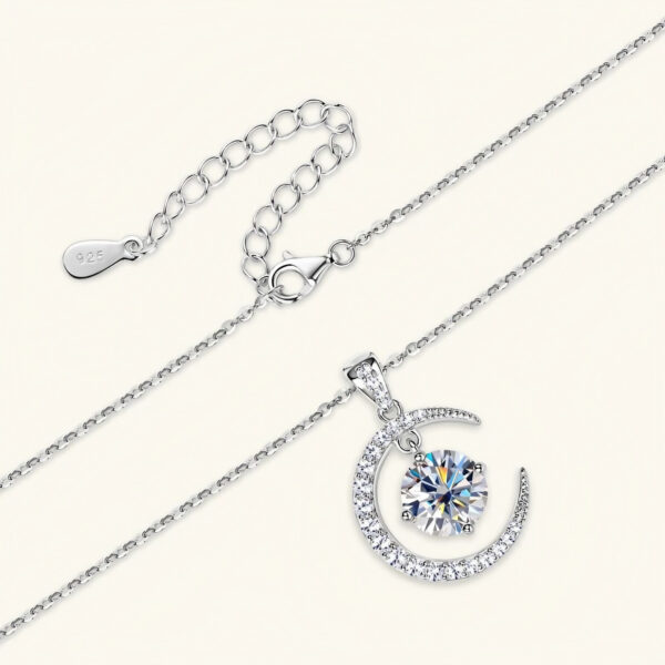 Moissanite Necklace Sun Moon Pendant - Image 9
