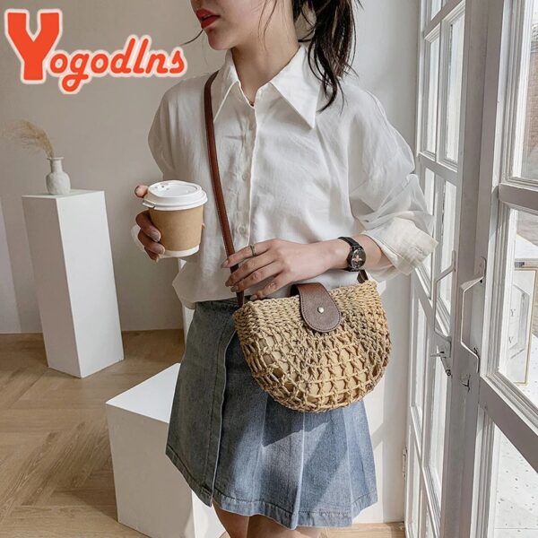 Boho Summer Straw Crossbody Bag - Image 8
