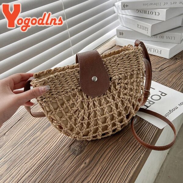 Boho Summer Straw Crossbody Bag - Image 9