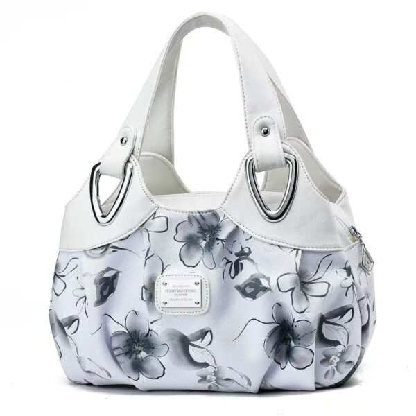 Trendy Vegan Leather Printed Handbag - Image 8