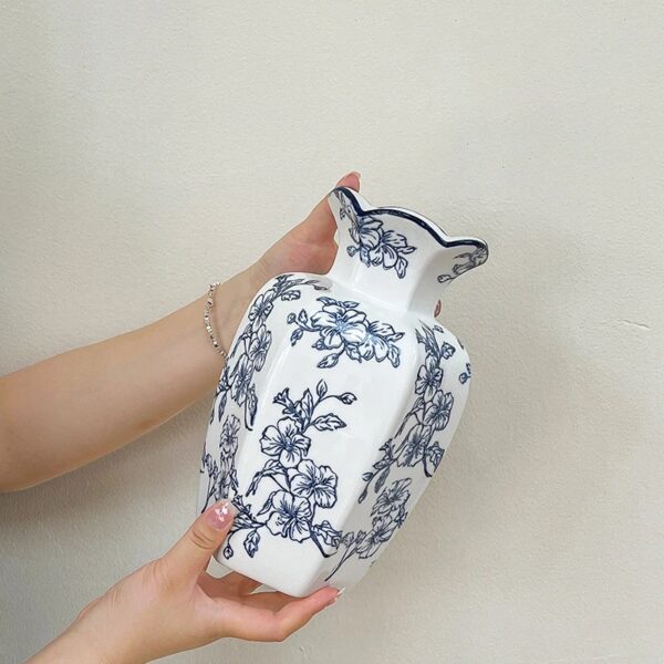 Blue White Ice Crack Ceramic Vase - Image 8