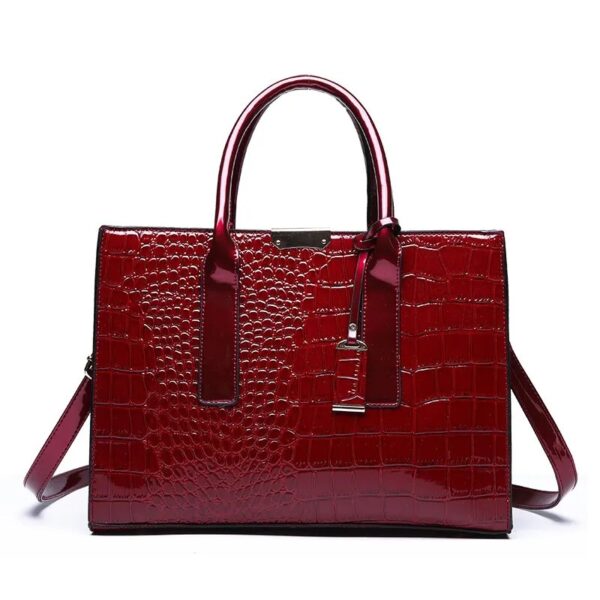 Crocodile Print Tote Handbag - Image 9