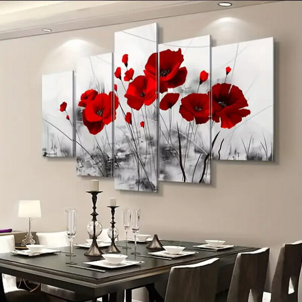 Floral Canvas Print Red Poppies - Image 4