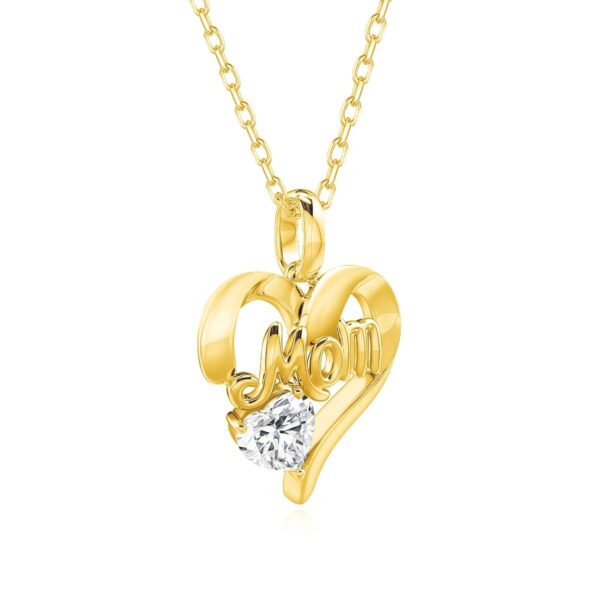 Gold Moissanite Necklace Heart Mom Pendant - Image 7