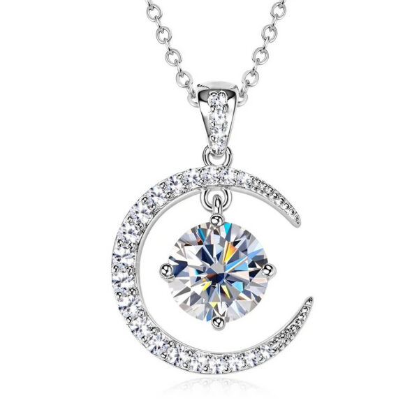 Moissanite Necklace Sun Moon Pendant - Image 10