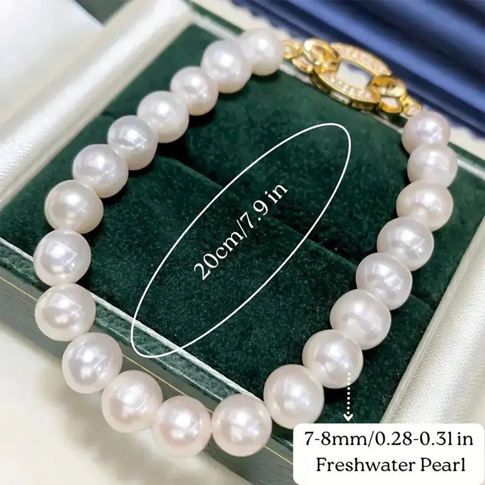 Freshwater Pearl Bracelet with CZ - Image 8
