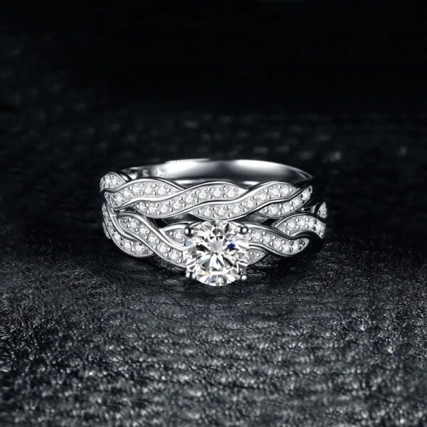 Infinity Wedding Ring Set Sterling Silver - Image 6