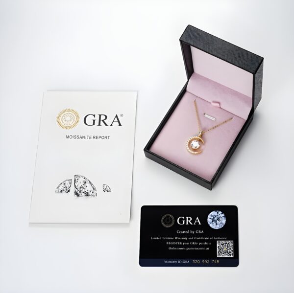 Moissanite Necklace Sun Moon Pendant - Image 11