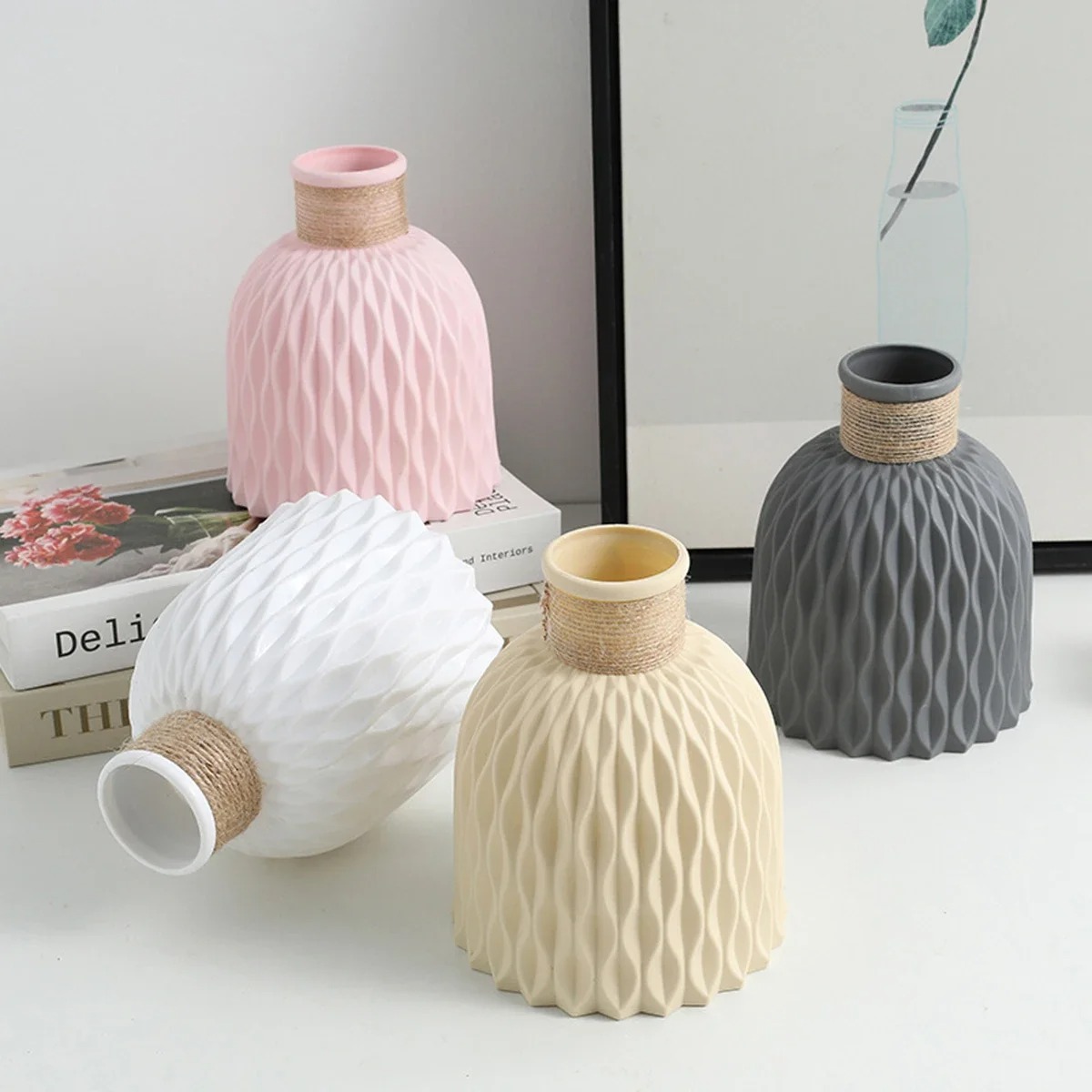 Ripple Texture Plastic Vase Decor