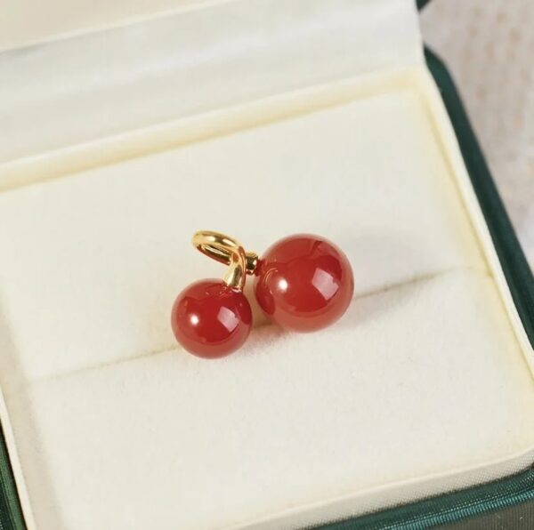 Red Agate Pendant Cherry Necklace - Image 10