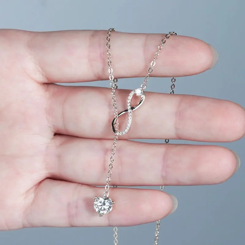 Moissanite Dangle Pendant Necklace Infinity Y - Image 16