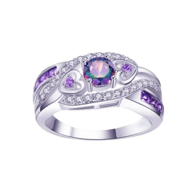 Heart Amethyst Ring Romantic Gift - Image 6
