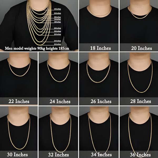 24K Gold Plated Rope Chain Necklace – 2.8mm Diamond Cut - Image 6