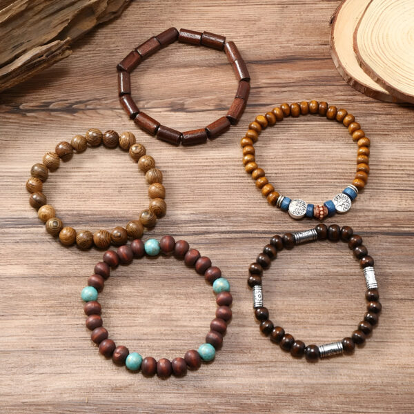 Bohemia Wood Beaded Bracelets Set - Image 3
