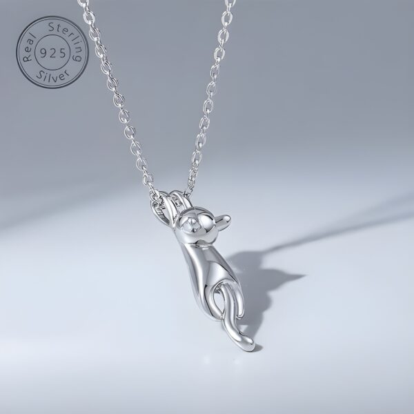Sterling Silver Cat Necklace for Women – Dainty Kitten Pendant - Image 3