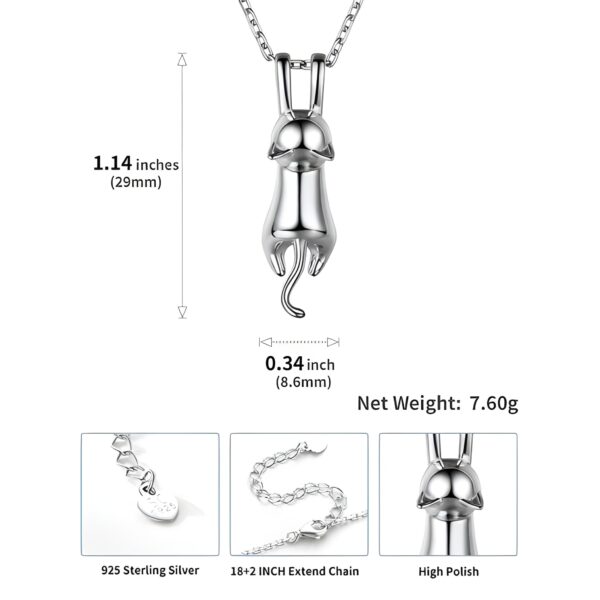 Sterling Silver Cat Necklace for Women – Dainty Kitten Pendant - Image 5