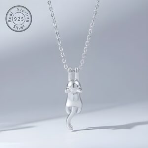 sterling silver cat necklace