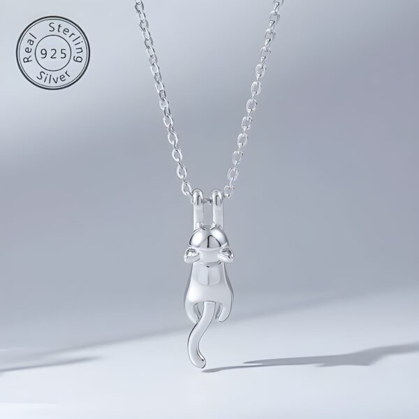 sterling silver cat necklace