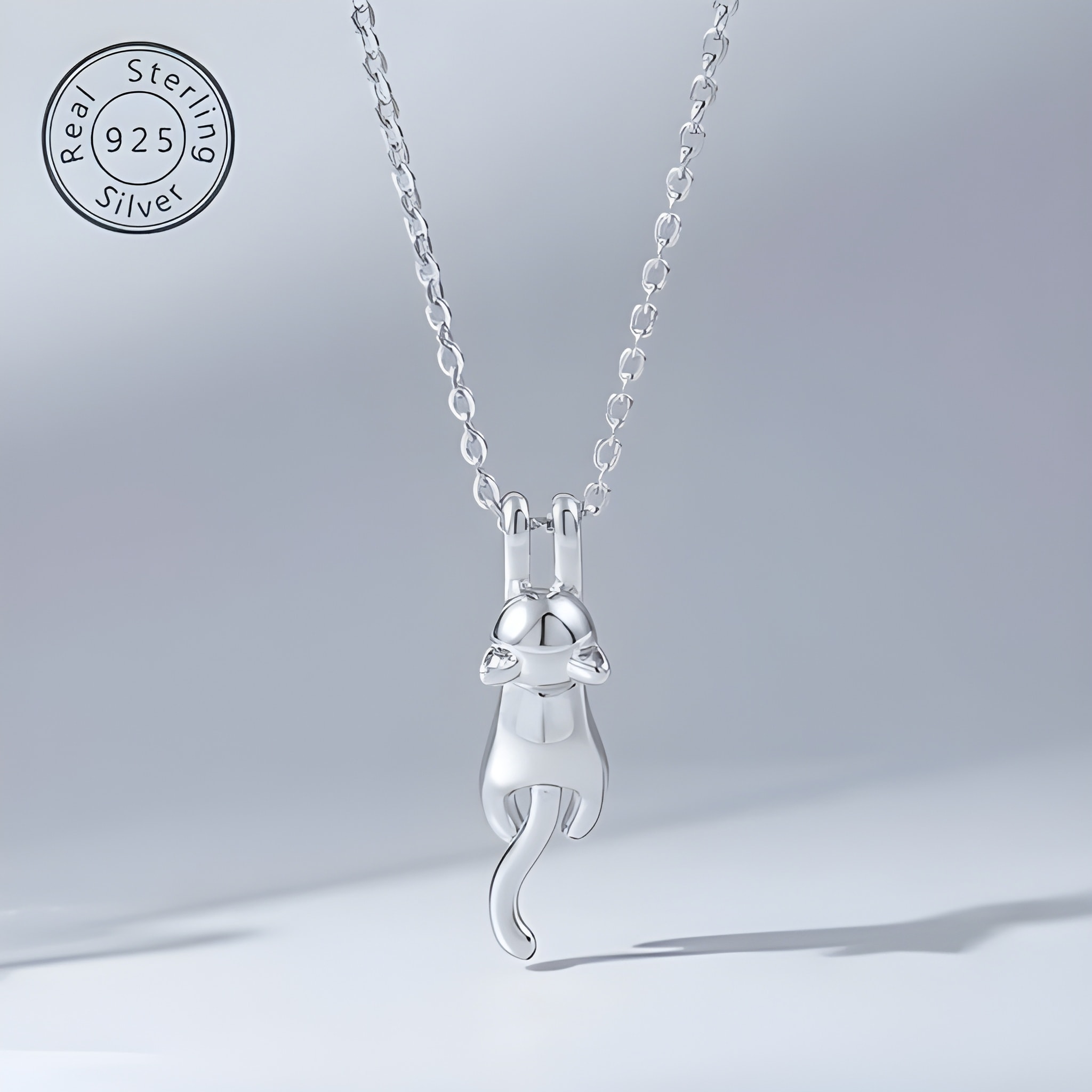 sterling silver cat necklace