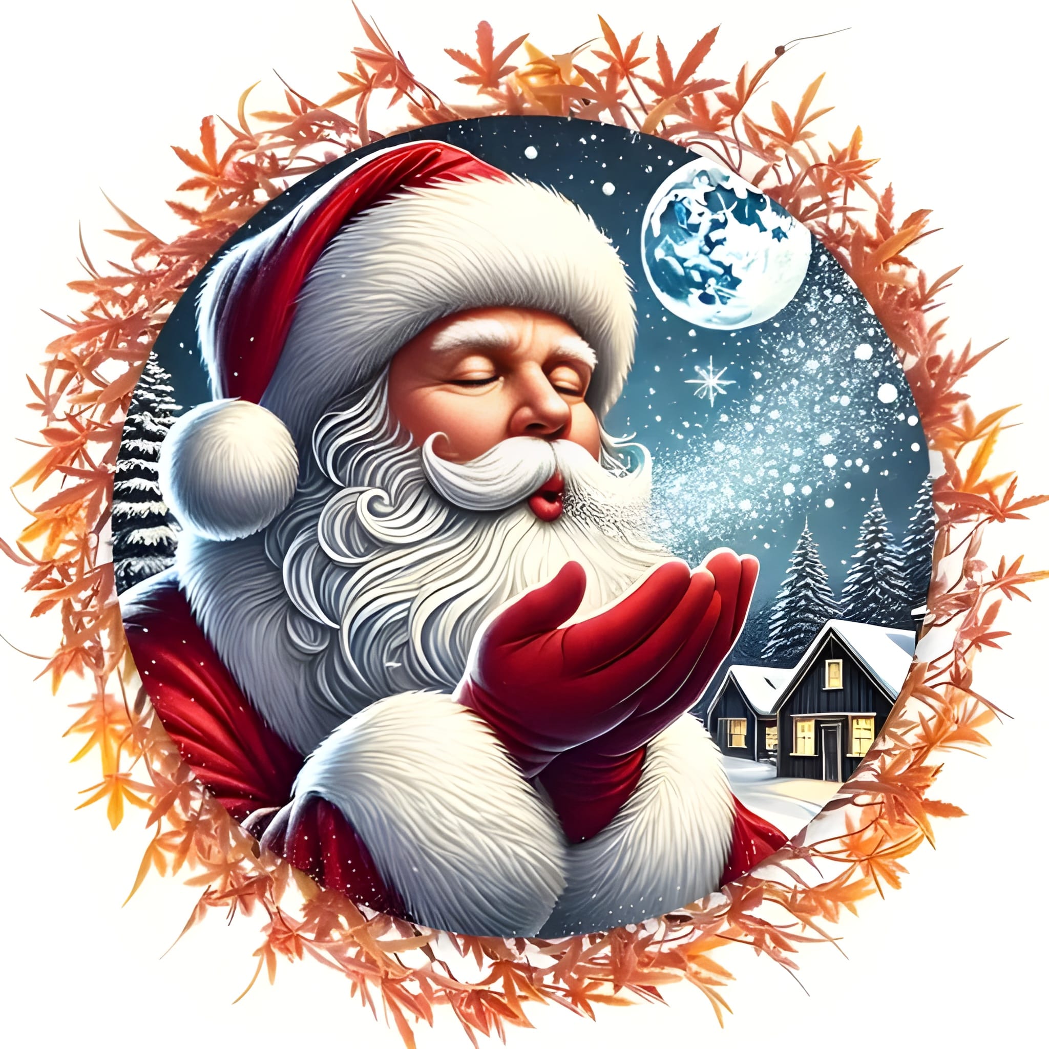 Rustic Iron Santa Claus Wall Art | 2D Christmas Décor with Moon & Snowflakes - Image 2