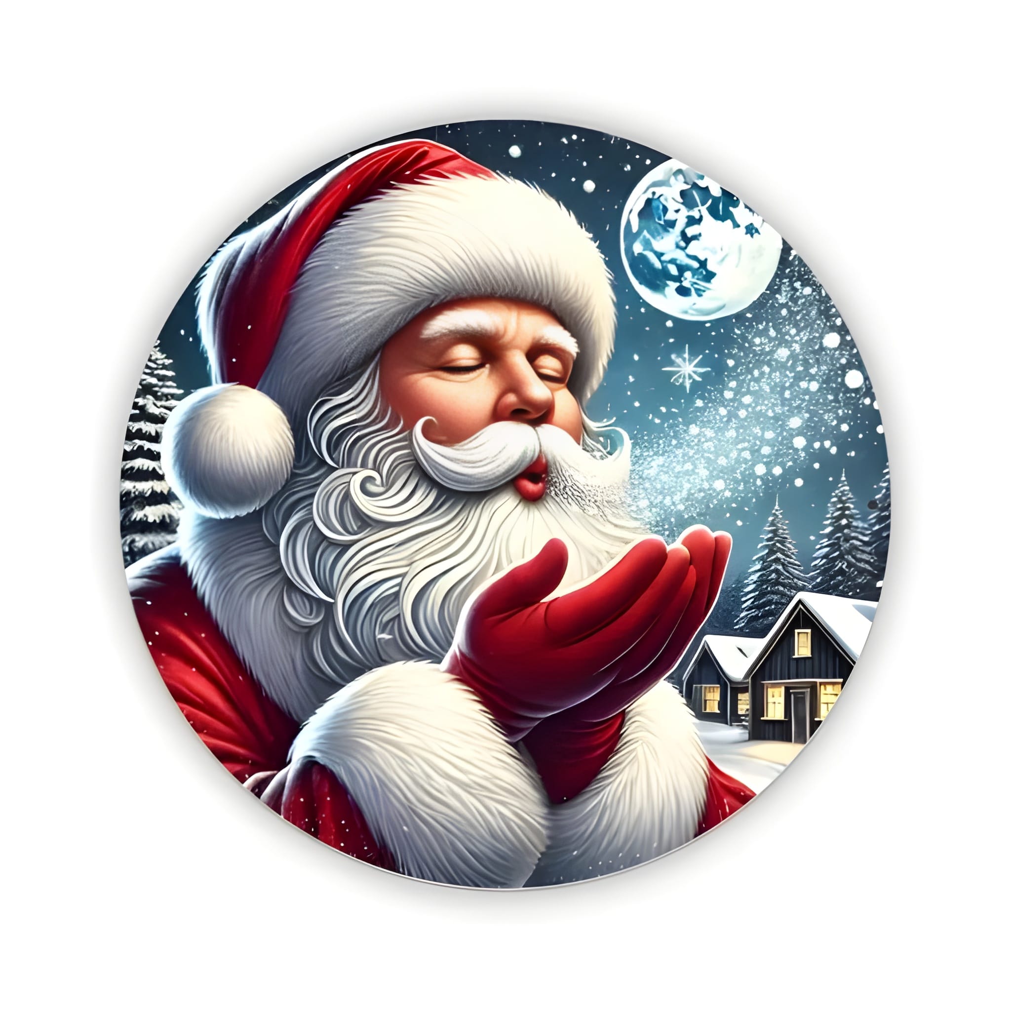 Rustic Iron Santa Claus Wall Art | 2D Christmas Décor with Moon & Snowflakes - Image 3