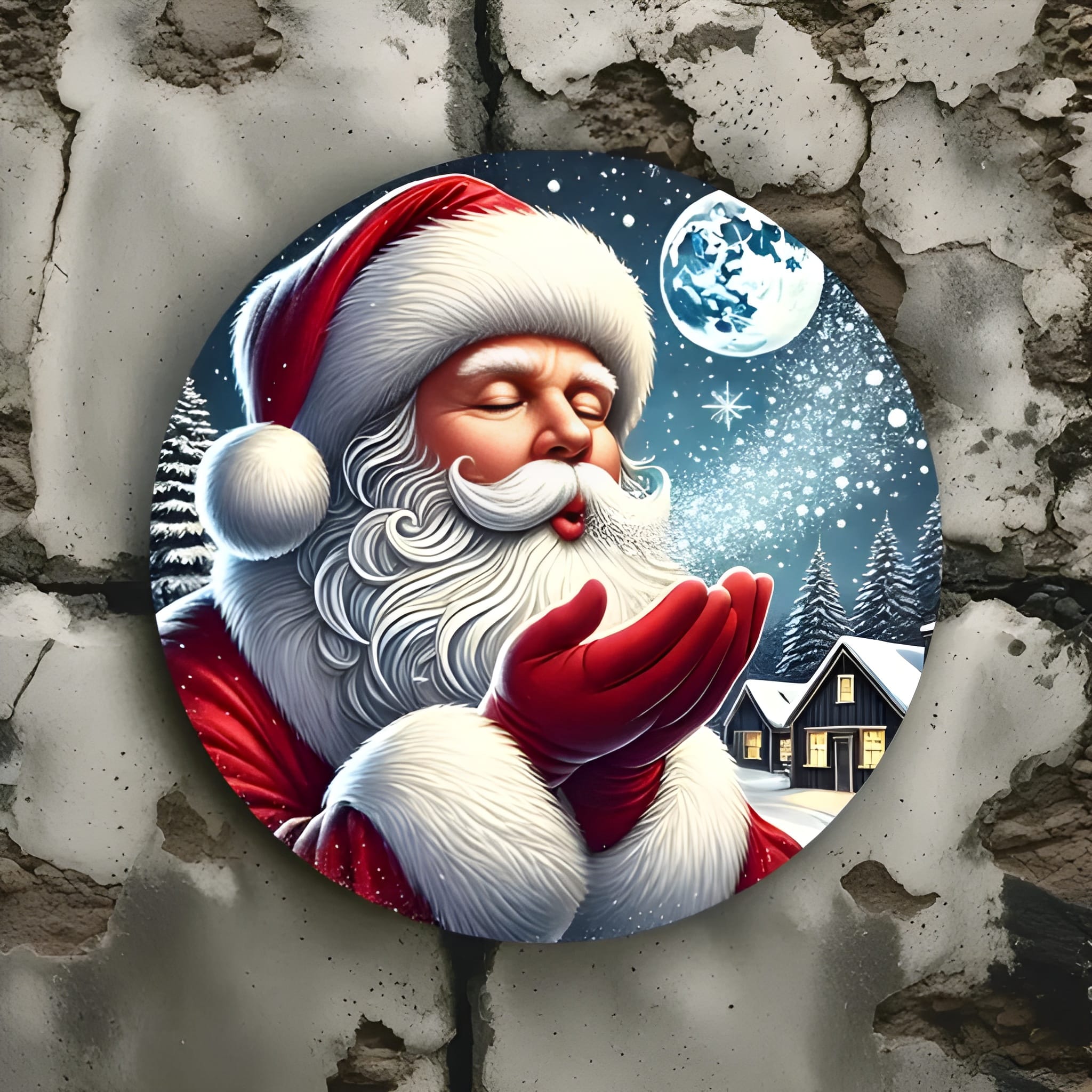 Rustic Iron Santa Claus Wall Art | 2D Christmas Décor with Moon & Snowflakes - Image 4