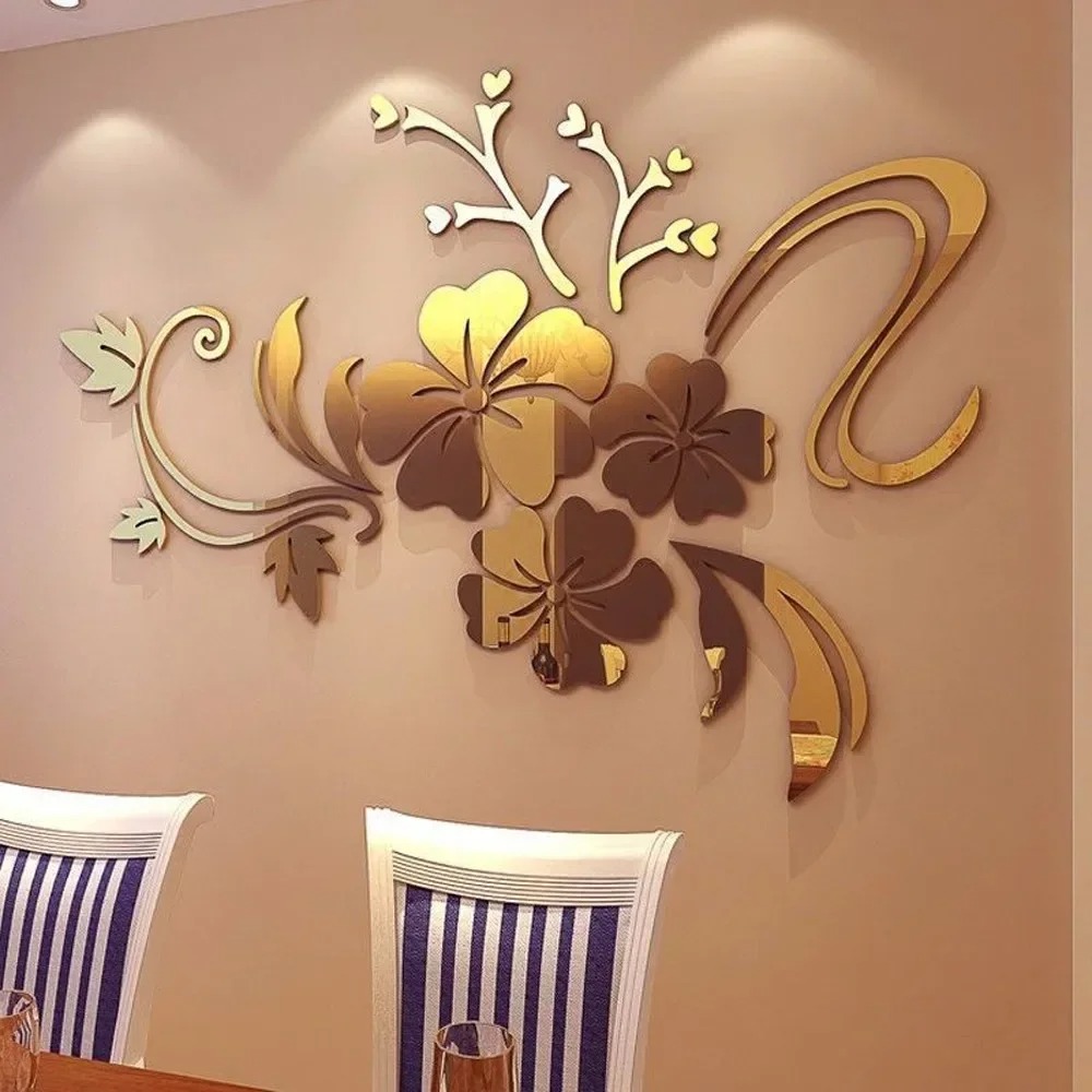 3D Flower Acrylic Mirror Wall Stickers