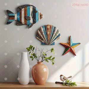 3Pcs Coastal Ocean Wooden Wall Decor