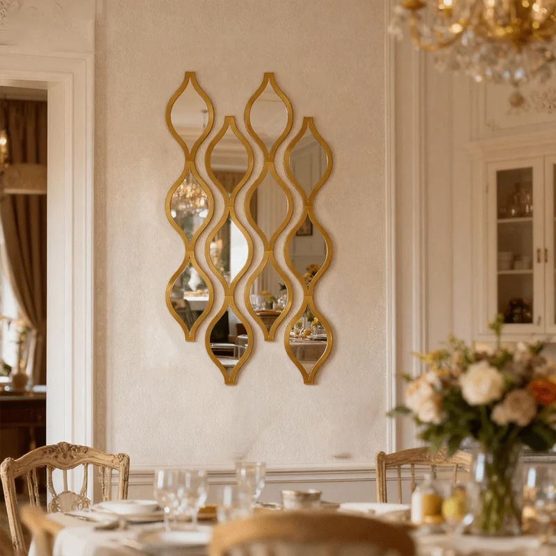 Moroccan Acrylic Wall Mirror Tiles – Peel and Stick Golden Mirror Decor
