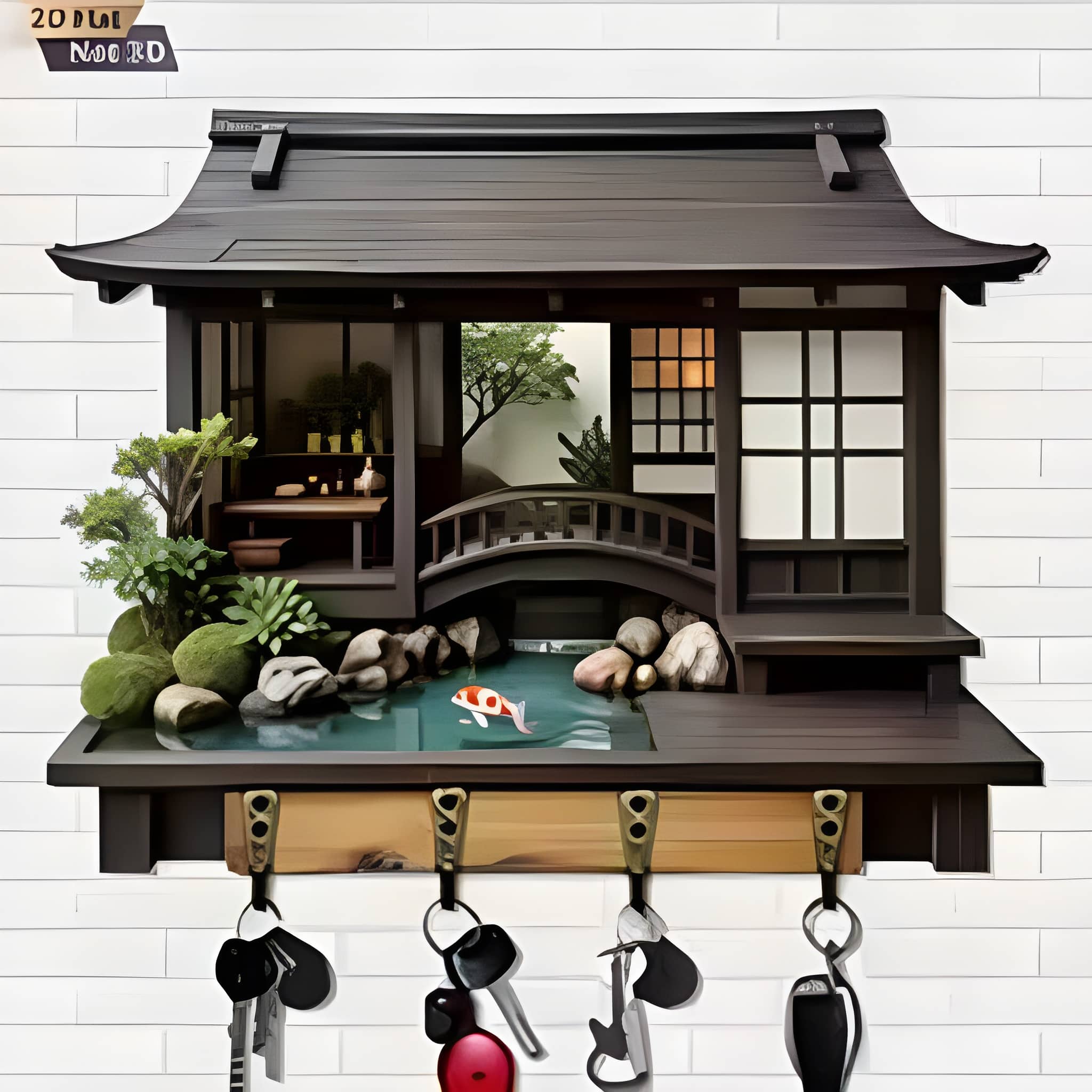Retro Japanese Wooden Key Holder