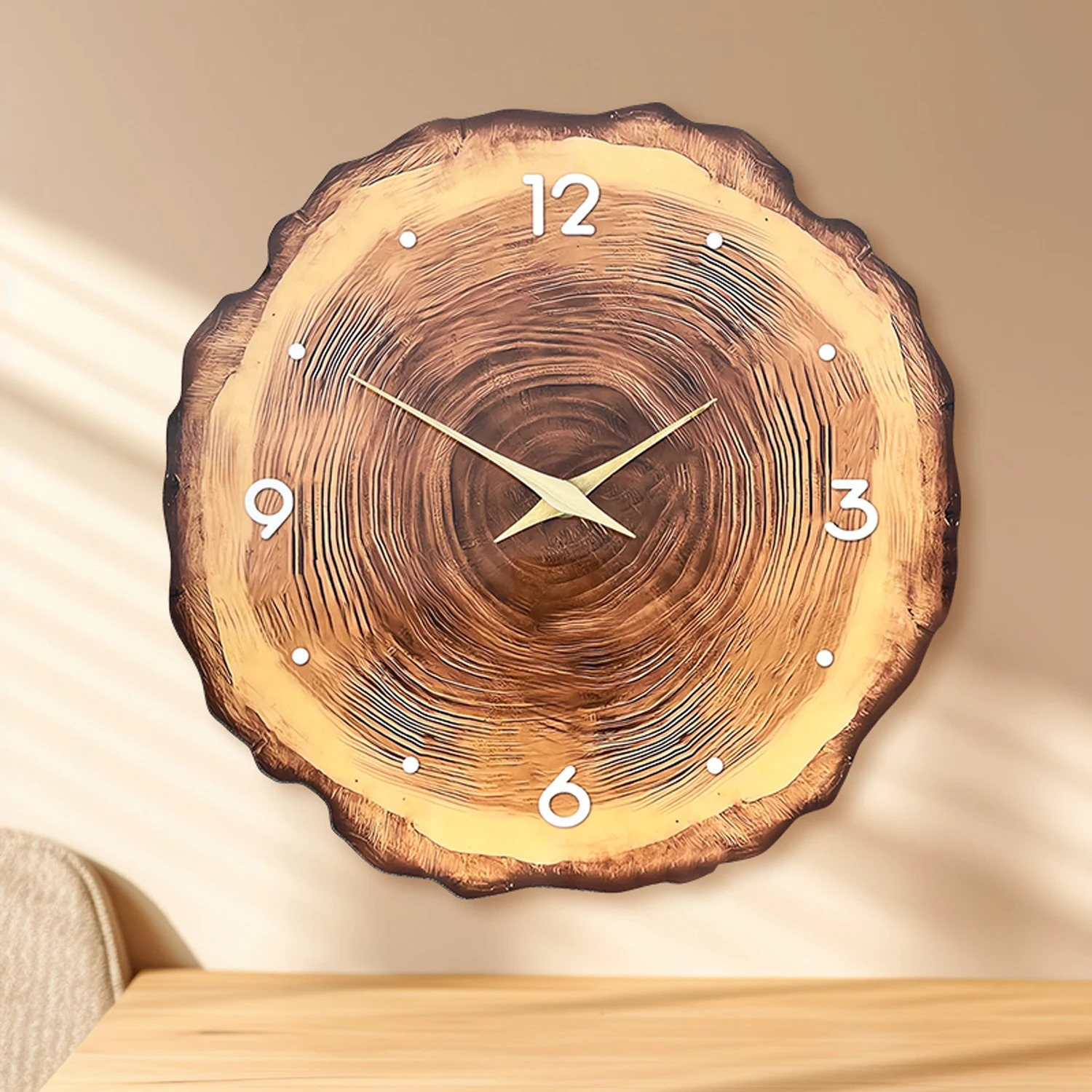 Rustic Annual Ring Wooden Wall Clock