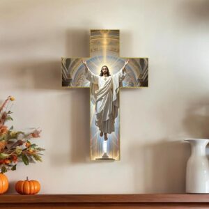 Vintage Wooden Jesus Wall Cross Decor