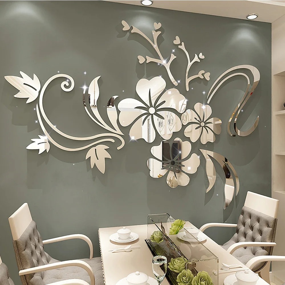 3D Flower Acrylic Mirror Wall Stickers - Image 2