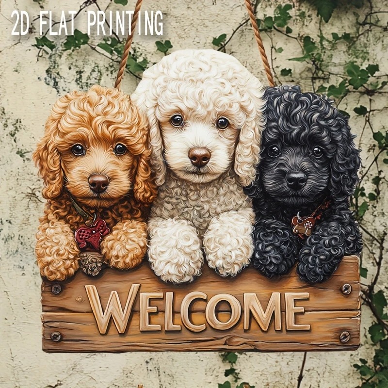 2D Flat Wooden Dog Welcome Sign - Image 2
